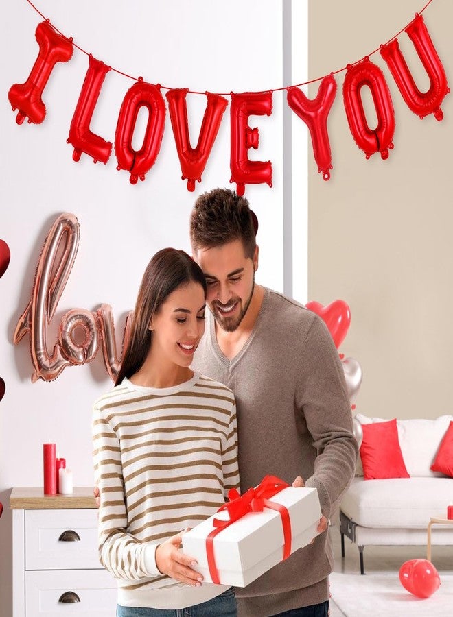 بالونات حمراء مقاس 16 بوصة مكتوب عليها "أحبك"، بالونات عيد الحب، لافتة بالونات فويل على شكل حب لتزيين حفلات عيد الحب، والزفاف، والخطوبة، ويوم الصديقات، وحفلات توديع العزوبية - Image 4